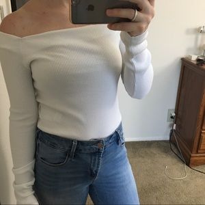 Zara White off the shoulder long sleeve top